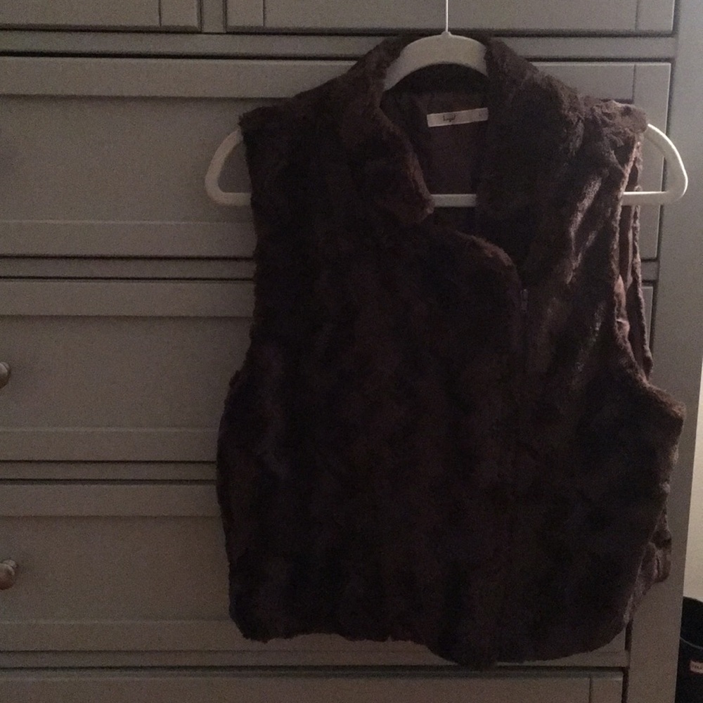 Brown faux fur vest